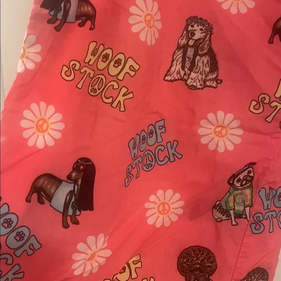 PJ Salvage Puppy pink Flowers Woof Stock pajama pants Pj L hippy groovy - Picture 2 of 6